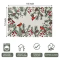 Christmas cardinal bird printed cotton linen heat resistant table mat 12x18 inch - Winter Cardinal Berries Needles