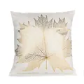 Taie d'oreiller blanche élégante avec motif feuille d'érable dorée pour canapé et maison - Motif Feuille d'érable Or Blanc (11)