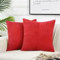 Fodera per cuscino in velluto a coste rosso con moderno design a righe per divano - 30x50cm / Rosso