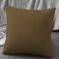 Brown decorative quilted velvet throw pillow case with elegant chevron stitching pattern - Coffee