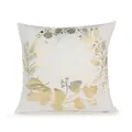 Housse de coussin blanche élégante avec imprimé couronne de feuilles dorées pour canapé - Motif Couronne de Feuilles Or Blanc (12)