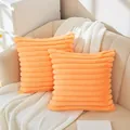 Fundas de cojín naranjas de pelo de conejo sintético a rayas para el sofá y cama - 45x45cm (Doble Cara Sin Núcleo) / Naranja