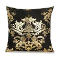 Housse de coussin de luxe noir et or avec motif damassé et impression de feuille dorée - Motif Damassé Noir et Or (14)