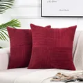 Fodera per cuscino in velluto a coste bordeaux moderno con trama a strisce elegante - 30x50cm / Borgogna