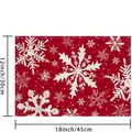 Festive red and white snowflake Christmas placemat, heat resistant 12x18 inch dining table mat - Red All-Over White Snowflake Print