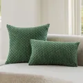 Modern forest green corduroy pillow covers with unique textured strip pattern - 55X55cm (Cover Only) / Christmas Green