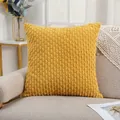 Solid yellow corduroy pillow cover with soft ribbed texture for modern sofa decor - 55X55cm (Cover Only) / Yellow