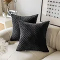 Set of black corduroy throw pillow covers featuring soft ribbed texture for modern home decor - 45x45cm (No Insert) / Black