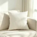 Zachte witte decoratieve corduroy kussenhoes met verticale strepen voor op de bank - 50*30cm (Enkele Hoes Zonder Vulling) / Wit