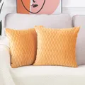Nordischer Kissenbezug aus Samt in Senfgelb mit plissierter Struktur für Sofa - Plissiertes Muster / 45x45cm / Gold