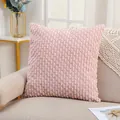 Soft pink corduroy throw pillow cover in modern Nordic style for home sofa decor - 45x45cm (No Insert) / Light Pink