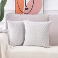 Elegante hellgraue plissierte Samt-Kissenbezüge für luxuriöse Sofa-Dekorationen - Plissiertes Muster / 45x45cm / Off-White