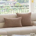 Modern brown textured corduroy cushion covers for sofa in a cozy Nordic home setting - 45x45cm (No Insert) / Light Coffee