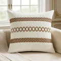 Luxury Bohemian cream white throw pillow cover featuring brown woven geometric patterns - 45x45cm / Light Brown