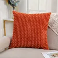 Modern orange corduroy square cushion cover with soft vertical rib texture for home sofa decor - 45x45cm (No Insert) / Red Brown