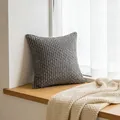 Grey corduroy throw pillow with short stripe texture for modern Nordic home decor - 45x45cm (No Insert) / Dark Gray