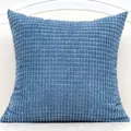 Blue corduroy corn grain texture throw pillow cover for modern minimalist home decor. - 50x30cm / Denim Blue