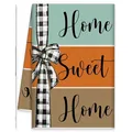 Herbstliches Mikrofaser-Geschirrtuch mit Home Sweet Home Aufdruck und Schleife - Home Sweet Home Rustikaler Stil (MB250620-18)