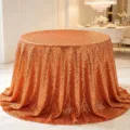Eleganter kupferfarbener runder Pailletten-Tischtuch für Hochzeiten und Party-Dekor - Bernstein