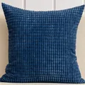 Navy blue corduroy cushion cover with textured corn kernel pattern for sofa decor - 50x30cm / Navy Blue
