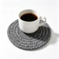 Round braided cotton rope coaster in grey and white - Diameter 11cm / Black and White Weave (Style 31)