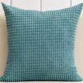 Soft teal square corduroy throw pillow cover with corn kernel texture for home decor - 50*30cm (No Insert) / Lake Blue
