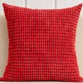 Modern red corduroy corn kernel textured throw pillow cover for living room sofa decor - 45x45cm / Red