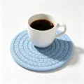 Sky blue hand-woven cotton rope coaster for heat protection - Diameter 11cm (One Piece) / Light Blue
