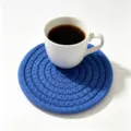 Premium blue hand-woven cotton rope coaster variant featuring thick braided insulation - Diameter 11cm / Blue (46)