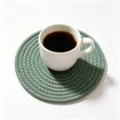 Sage green braided cotton rope coaster for table heat insulation and protection - Diameter 11cm (One Piece) / Morandi Green (51)