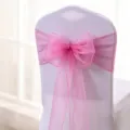 Elegant pink organza chair sash bow for wedding banquet and hotel party decoration - 1 Piece / Pink