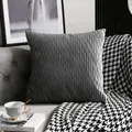 Housse de coussin en velours gris avec texture élégante à rayures plissées - Housse de Coussin Uniquement / Gris foncé