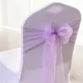 Light purple organza chair sash tied in a large bow for wedding banquet decoration - 1 Piece / Light Purple