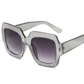 Gafas de sol cuadradas oversize con montura de strass y lentes degradadas moradas - Marco Gris Lente Gris Degradado