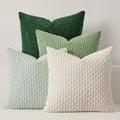 Textured corduroy throw pillow covers in various shades of green and cream white - 45x45cm (No Insert) / Green Series (4-Pack)