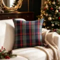 Vintage red and green plaid Christmas throw pillow cover for festive sofa decoration - 45x45cm / Red Green Blue Plaid (No.4)