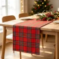 Chemin de table de Noël à carreaux rouges élégant pour décoration festive - 30cm*45cm (1 Pièce) / Carreaux Américains (ZQ260819-7)