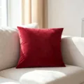 Solid red velvet pillow cover in a minimalist Nordic style for elegant home sofa decor - 40*40cm (Cushion Cover Only) / Burgundy