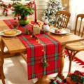 Chemin de table de Noël à carreaux rouge et vert en polaire brossée douce - 30cm*45cm (1 Pièce) / Carreaux Ecossais (ZQ260819-9)