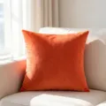 Premium soft orange velvet pillow cover in a minimalist square solid color design for sofa. - 40*40cm (Cushion Cover Only) / Orange Red