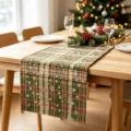 Chemin de table de Noël à carreaux rouges et verts avec motifs flocons de neige - 30cm*45cm (1 Set de table) / Carreaux flocon rouge-vert (ZQ260819-12)