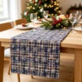 Chemin de table de Noël à carreaux bleus avec motifs flocons sur table en bois - 30cm*45cm (1 Set de table) / Carreaux flocon bleu (ZQ260819-14)