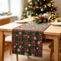 Chemin de table de Noël à carreaux rouges et verts avec motifs de flocons - 30cm*45cm (1 Set de table) / Carreaux flocon vert-rouge (ZQ260819-15)