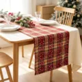 Chemin de table de Noël à carreaux rouges avec des motifs de flocons de neige blanc - 30cm*45cm (1 Set de table) / Carreaux flocon rouge (ZQ260819-17)