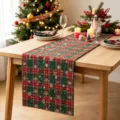 Chemin de table de Noël à carreaux rouges et verts avec des flocons de neige - 30cm*45cm (1 Set de table) / Écossais flocon rouge-vert (ZQ260819-18)