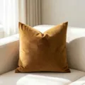 Mustard yellow velvet cushion cover with solid minimalist Nordic design - Dark Brown / 40*40cm