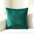 Luxurious dark green velvet cushion cover in a solid color on a soft white couch - Turquoise Green / 40*40cm