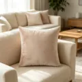 Beige velvet cushion cover on matching fabric sofa - Khaki / 18x18 Inch
