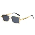 Vintage Steampunk-Sonnenbrille mit goldenem quadratischem Metallrahmen und dunklen Gläsern - Goldener Rahmen Graue Gläser