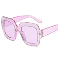 Gafas de sol cuadradas moradas para mujer con montura decorada con diamantes - Marco Púrpura Lente Púrpura